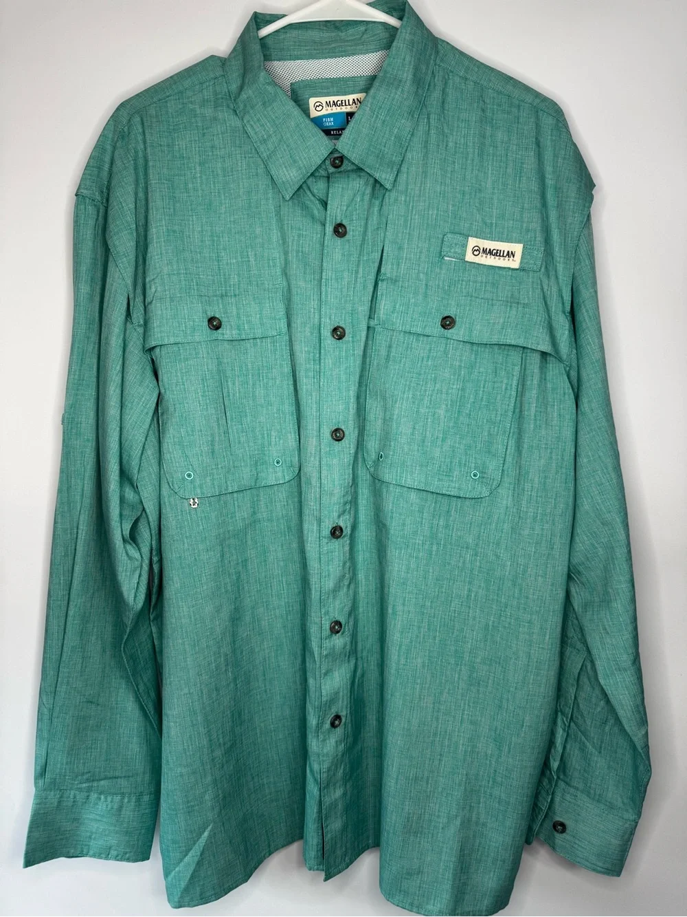 Magellan Outdoors Teal Green Long Sleeve Button-Down Shirt